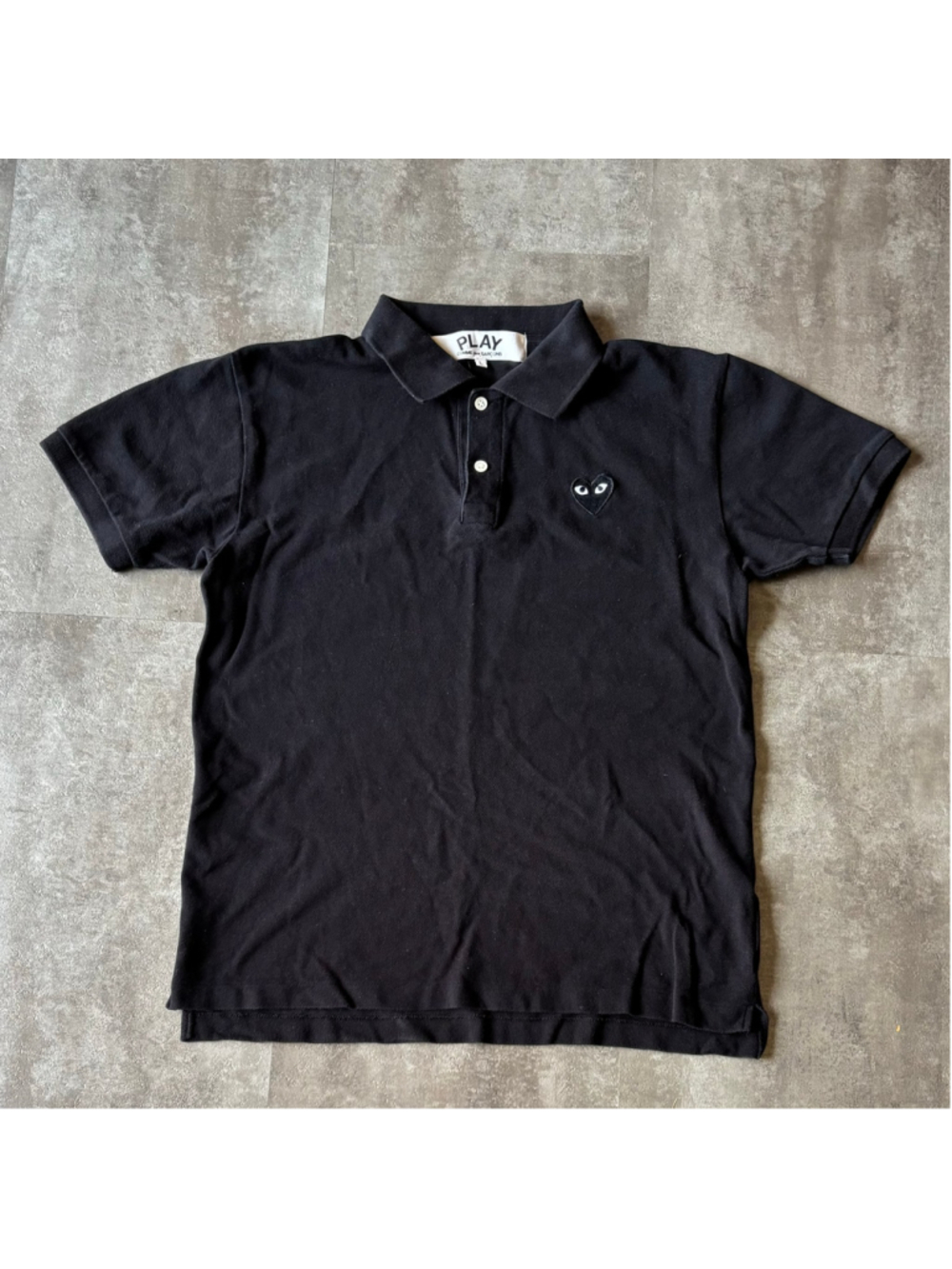 Play Comme des Garcons Polo Shirt Mens Large Black Heart Logo